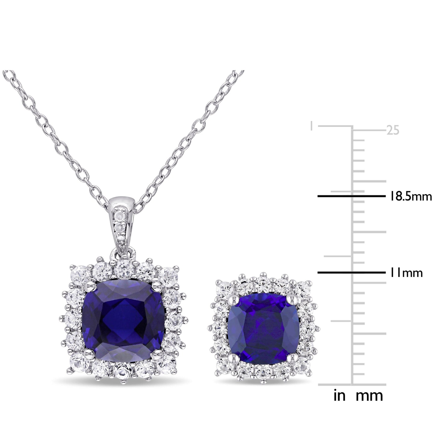 Diamond, Blue & White Sapphire Necklace & Earrings Set