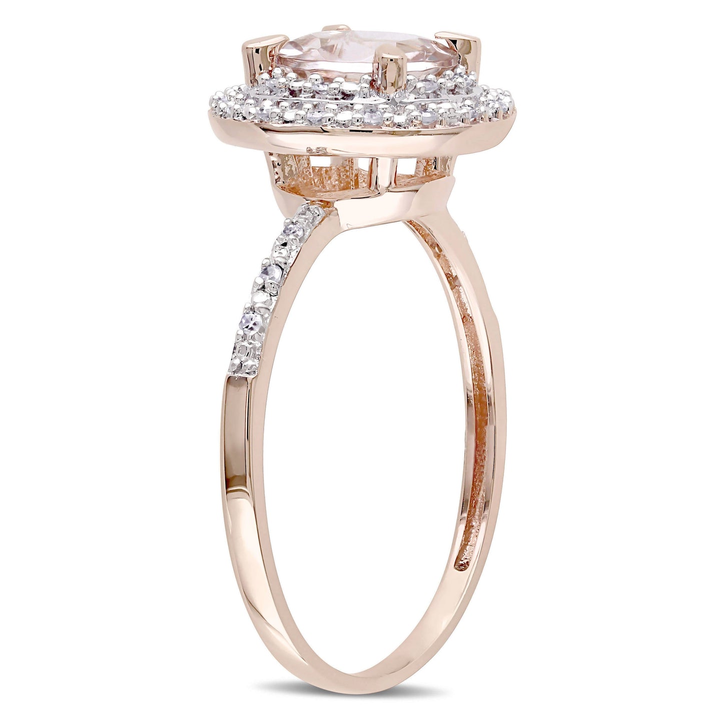 Morganite & Diamond Double Halo Ring