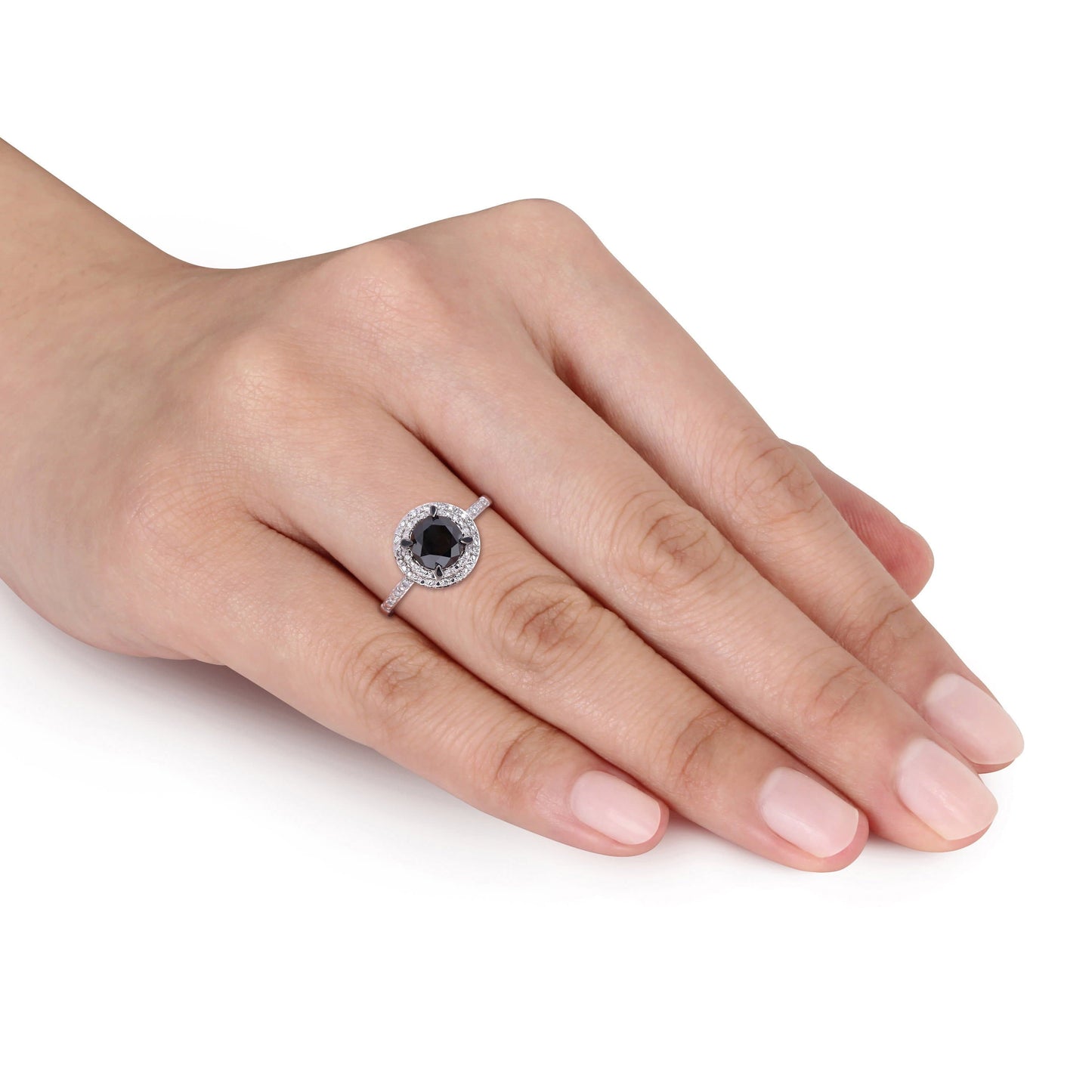 Julie Leah Black & White Diamond Ring in 14k White Gold