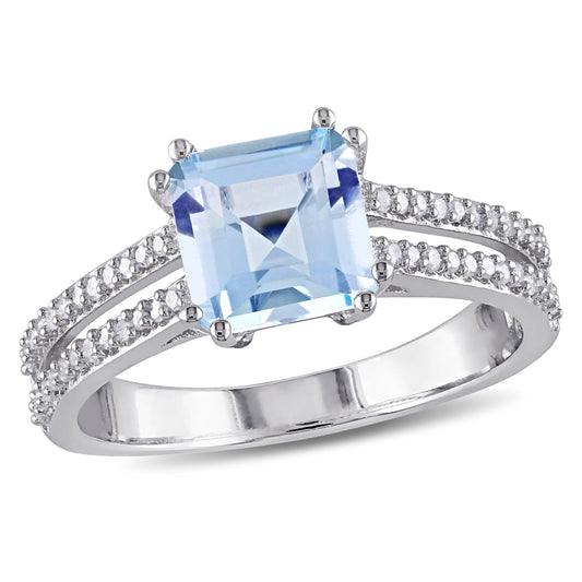 Sophia B 2 1/5ct Blue Topaz & Diamond Polished Ring