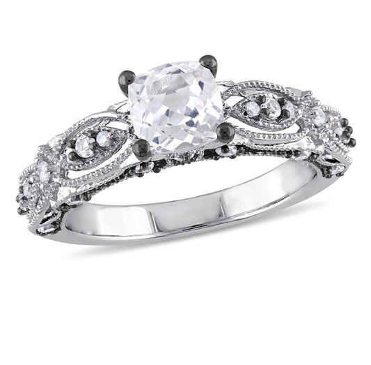 Sophia B 1 2/3ctLab-Created White Sapphire & Diamond Vintage Ring