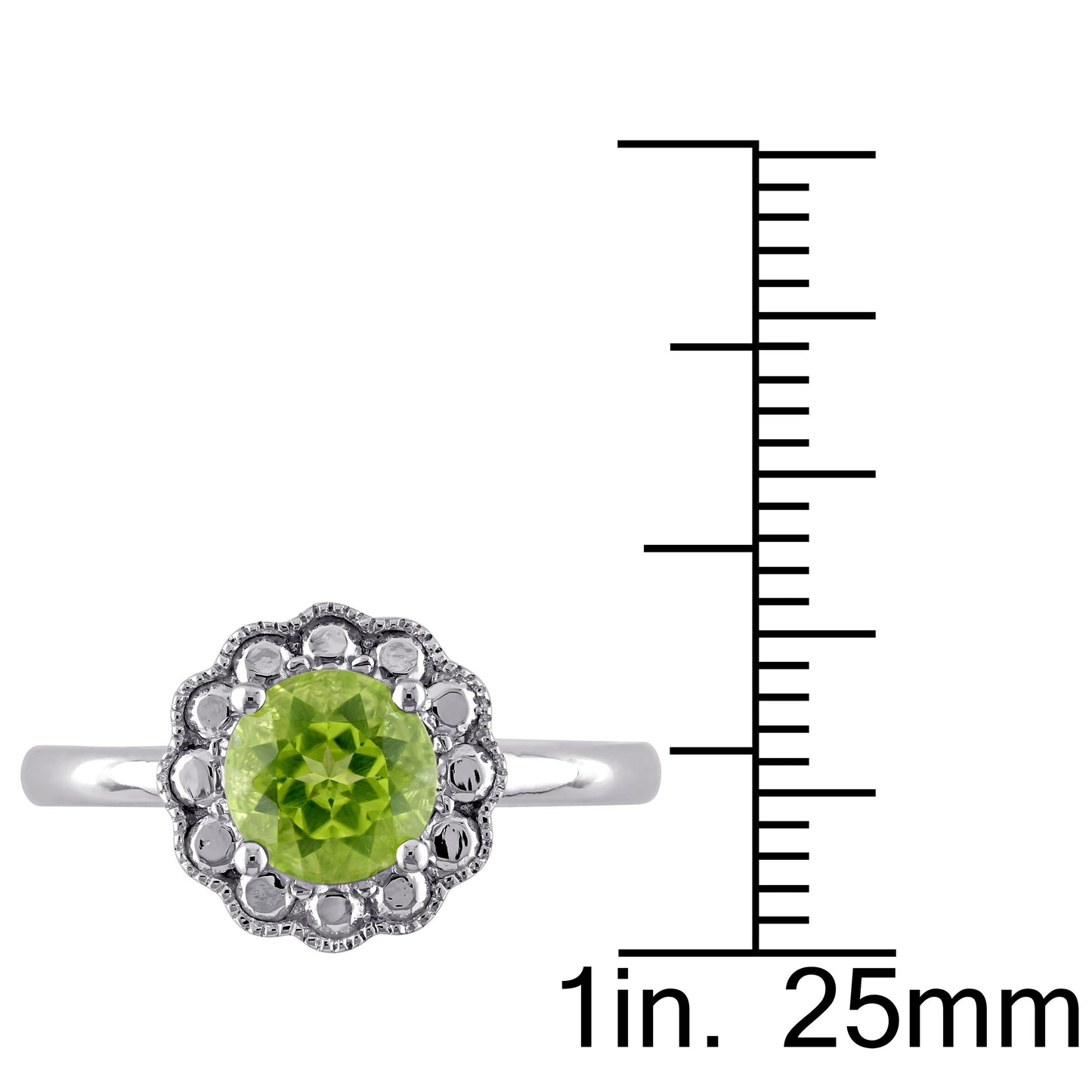1 1/10ct Peridot Flower Birthstone Ring in 10k White Gold