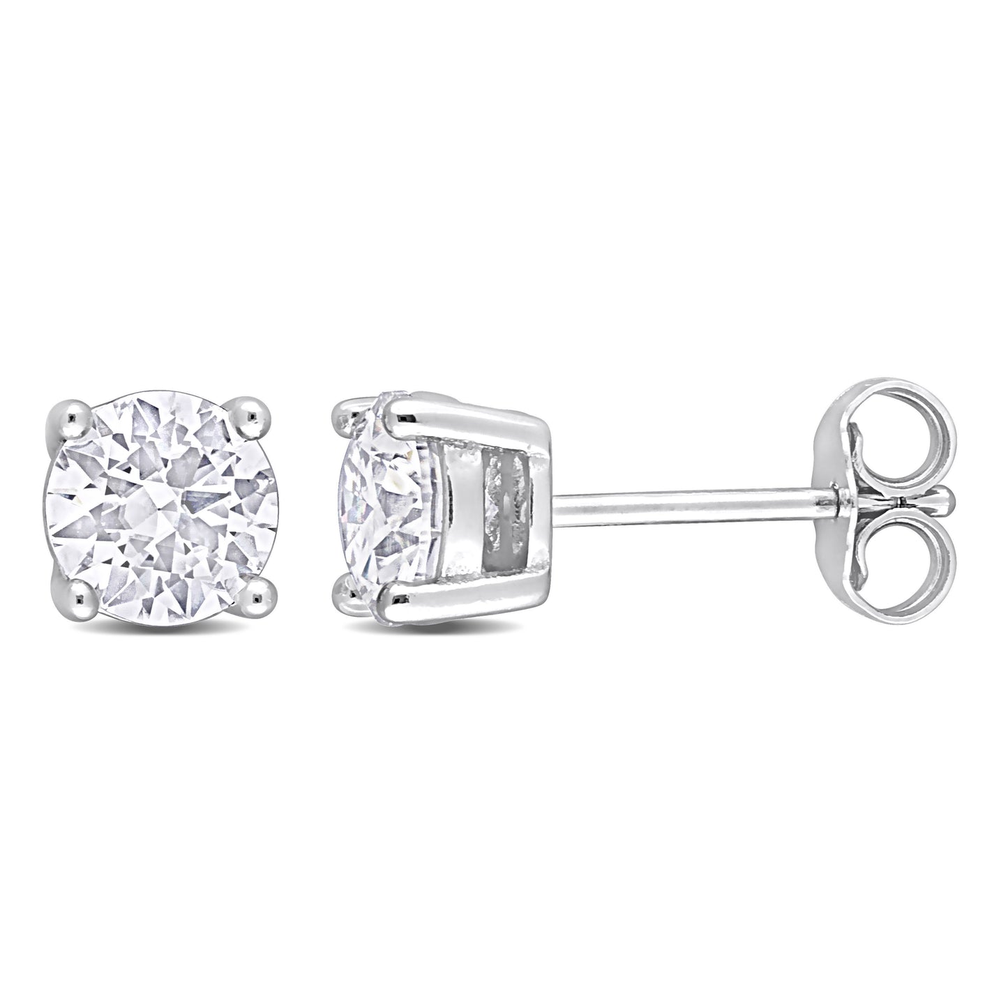 1 3/8ct Round Cut Moissanite Studs in Sterling Silver