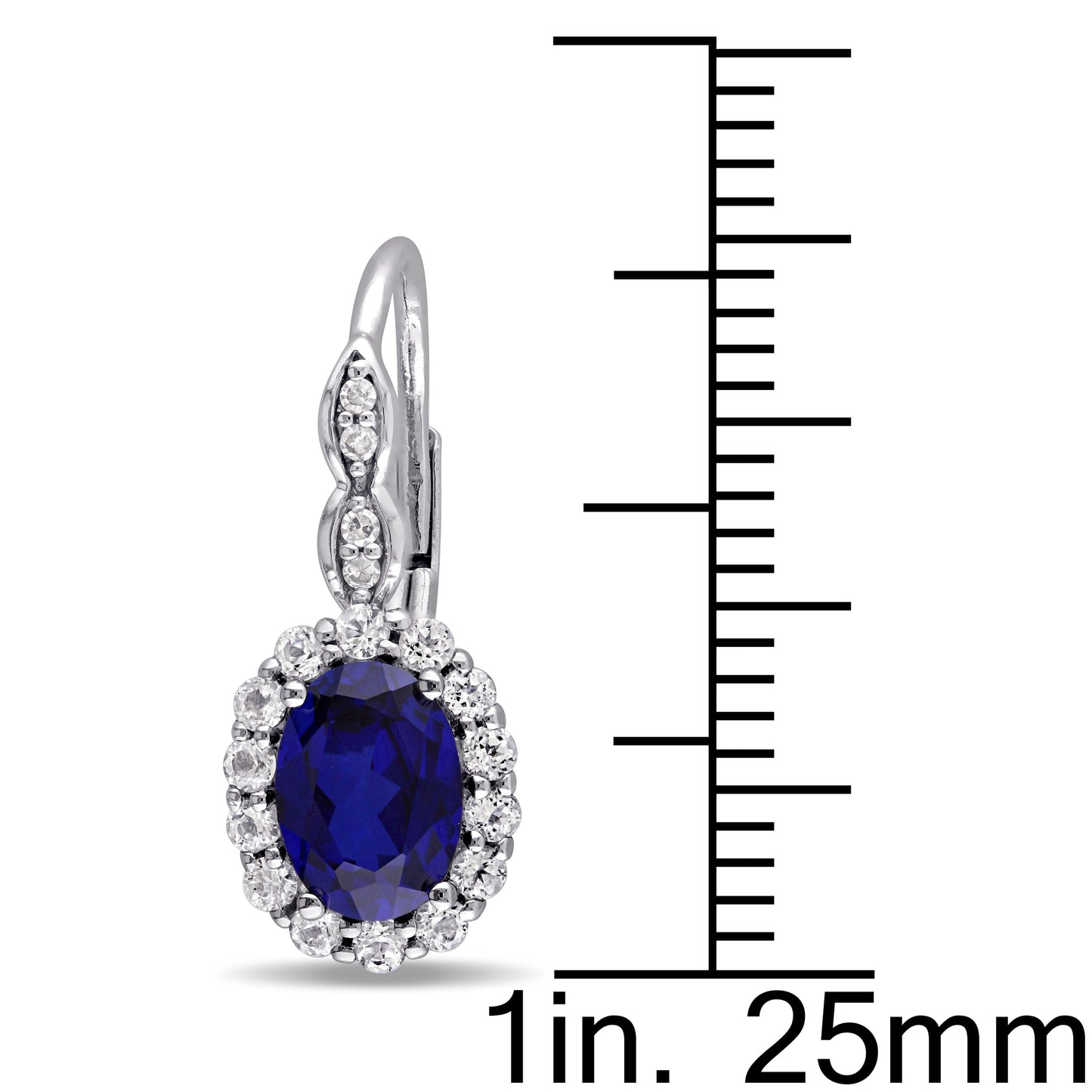 Sophia B 0.04ct Diamond & 3 3/8ct Created Blue Sapphire & White Topaz Earrings