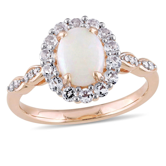 1.5ct Opal & White Topaz Ring with Diamond Accents