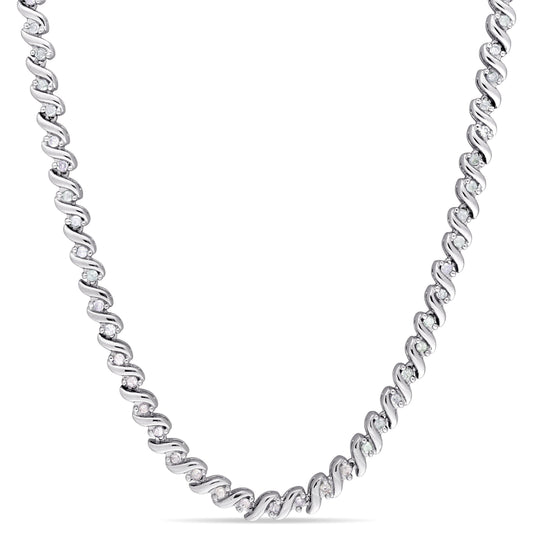 Julie Leah Diamond Tennis Necklace in Sterling Silver