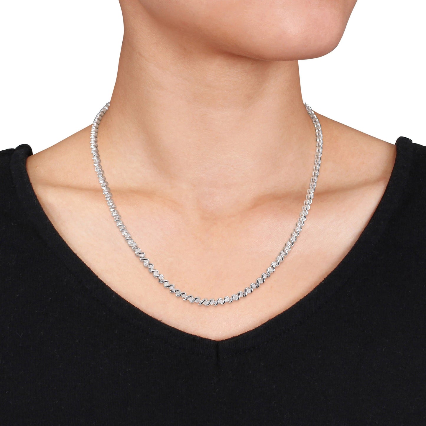 Julie Leah Diamond Tennis Necklace in Sterling Silver