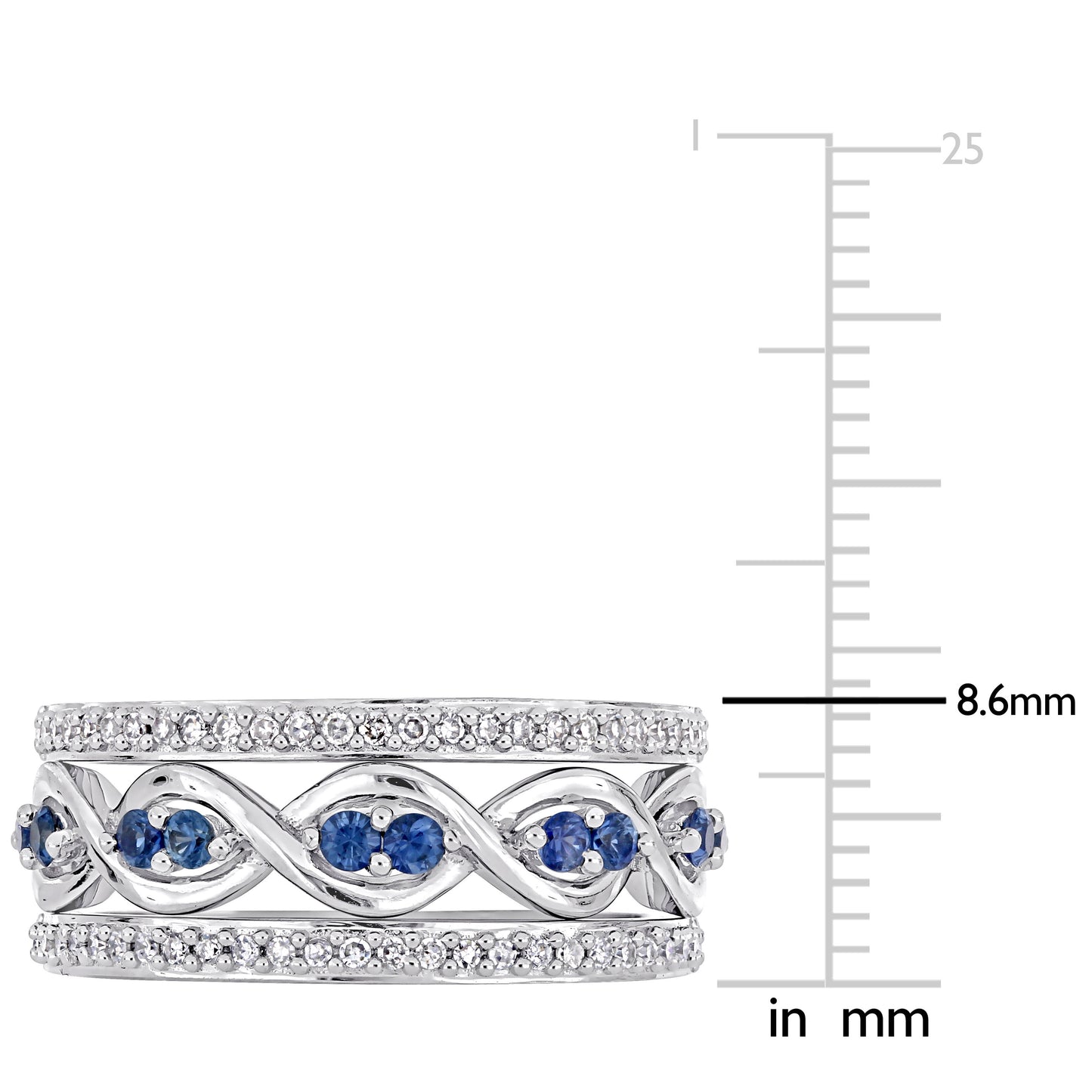 Art Deco Sapphire & Diamond Band Ring in 14k White Gold