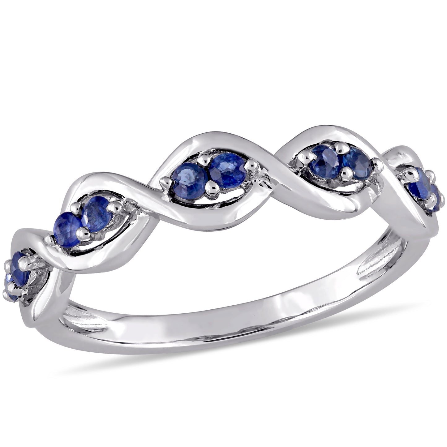 Infinity Sapphire Ring in 14k White Gold