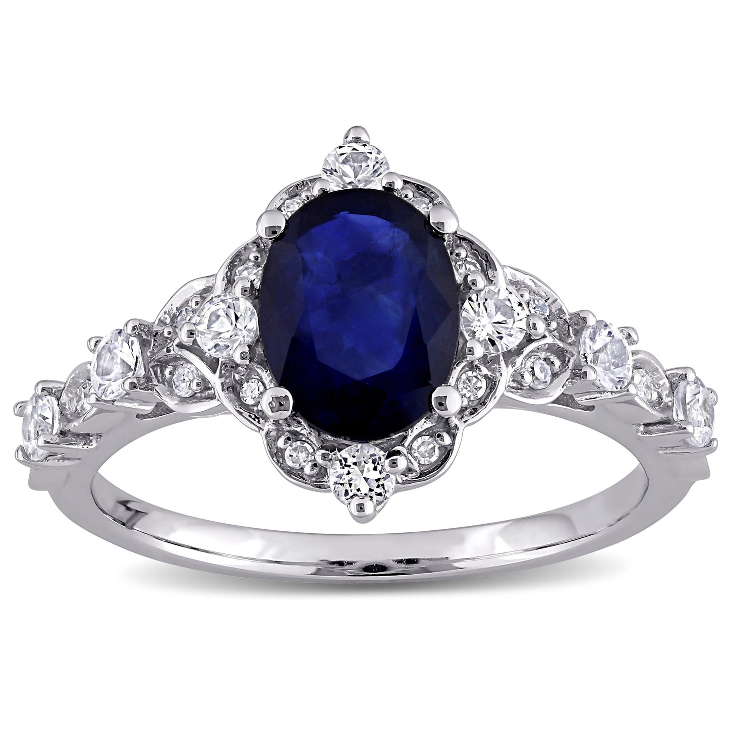 Blue & White Sapphire Vintage Ring With Diamonds