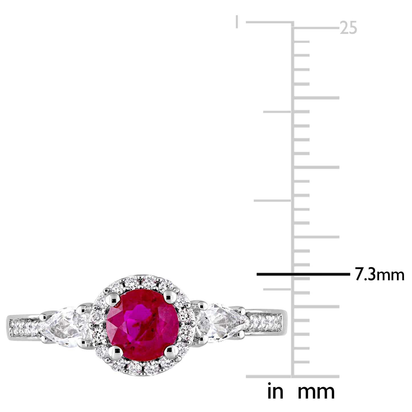 Sophia B Ruby & White Sapphire & Diamond Ring in 14k White Gold