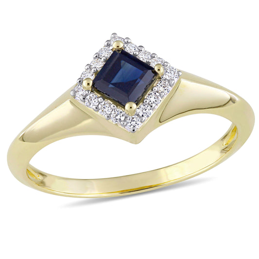 Sophia B Blue Sapphire & Diamond Ring in 14k Yellow Gold