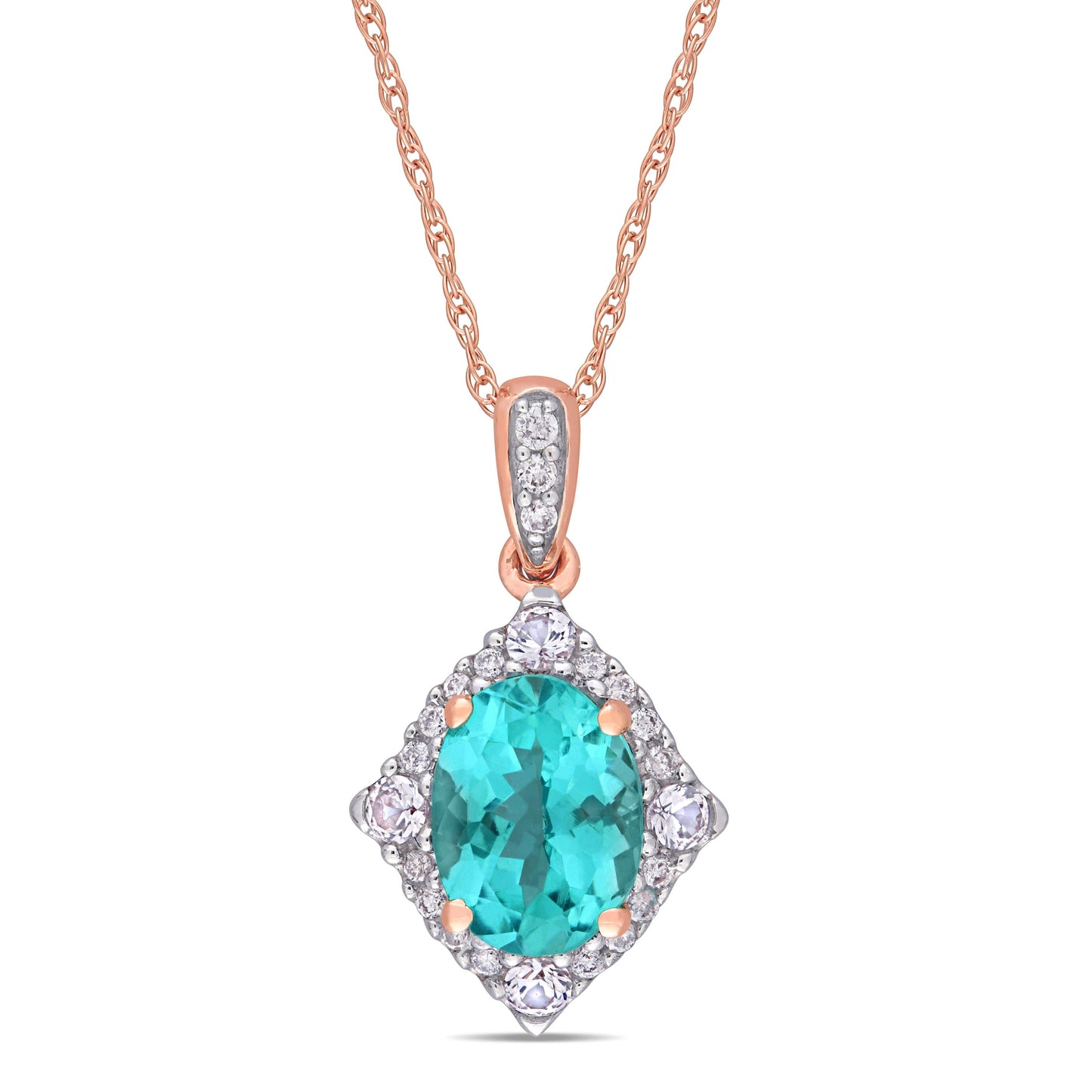 Apatite, Diamond, & White Sapphire Necklace