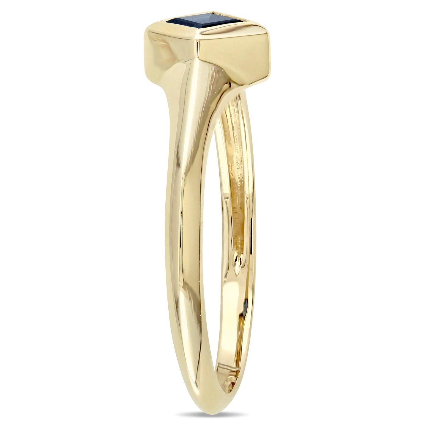 Princess Cut Sapphire Bezel Ring in 14k Yellow Gold