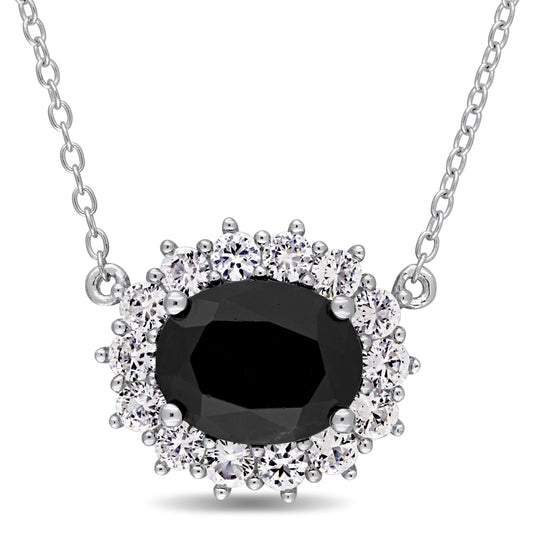 4 4/5ct Black Sapphire & White Sapphire Necklace in Sterling Silver