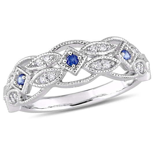 Sophia B 1/8ct Sapphire & 1/8ct Diamond Vintage Ring