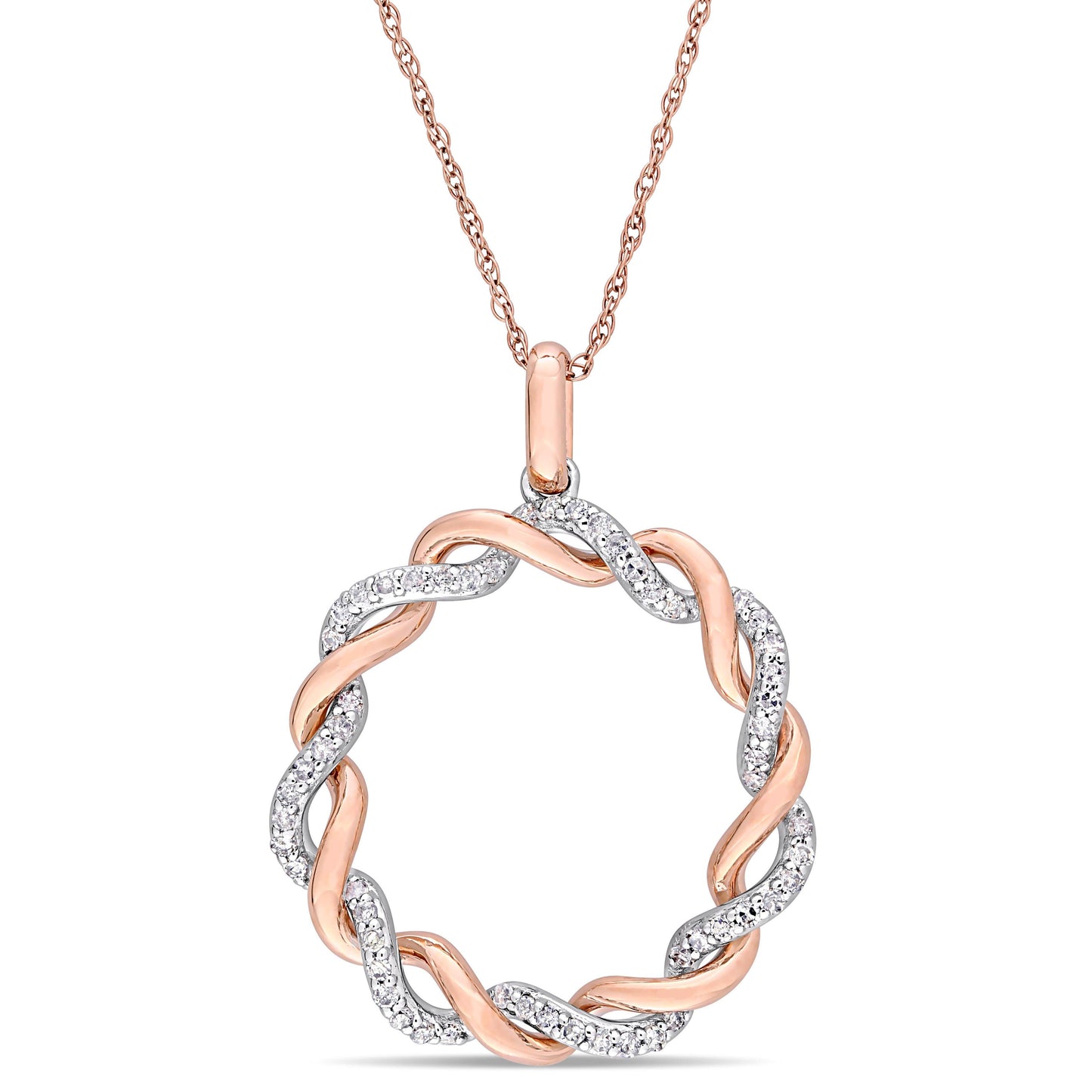 Julie Leah Diamond Twisted Circle Necklace in 2-Tone Gold