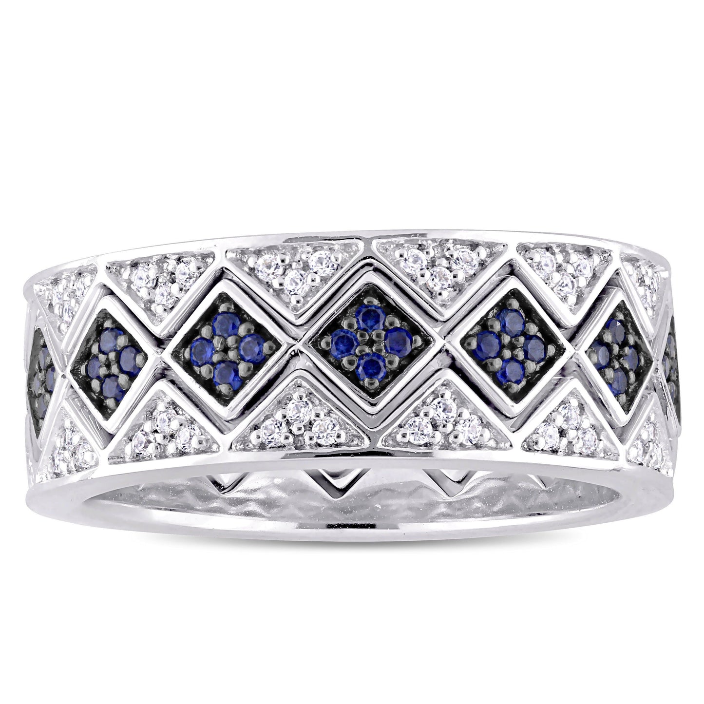 1 3/8ct Created Blue & White Sapphire Stacker Ring Set