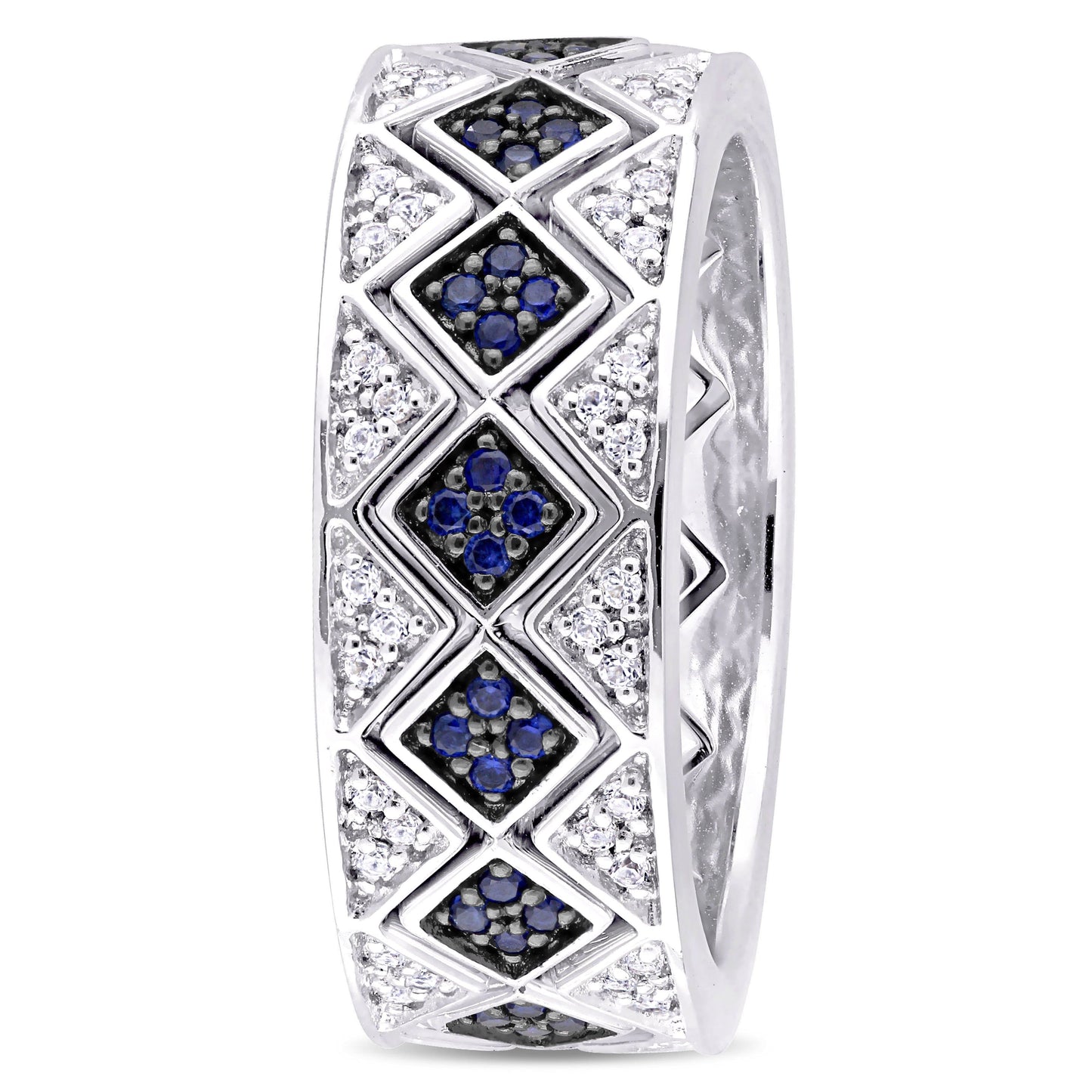 1 3/8ct Created Blue & White Sapphire Stacker Ring Set