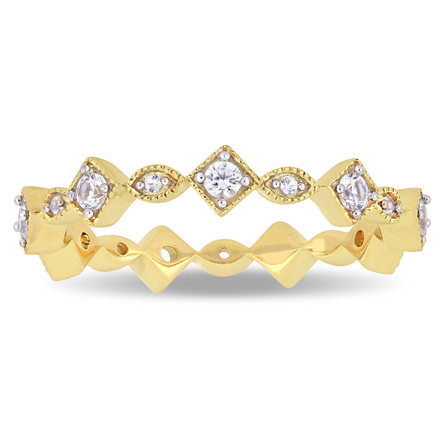 0.54ct Created White Sapphire Ring in Yellow Gold