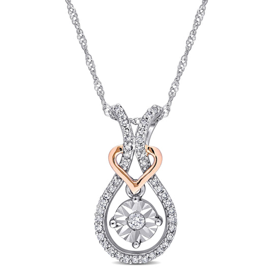 Teardrop Diamond Necklace in 2-Tone Gold