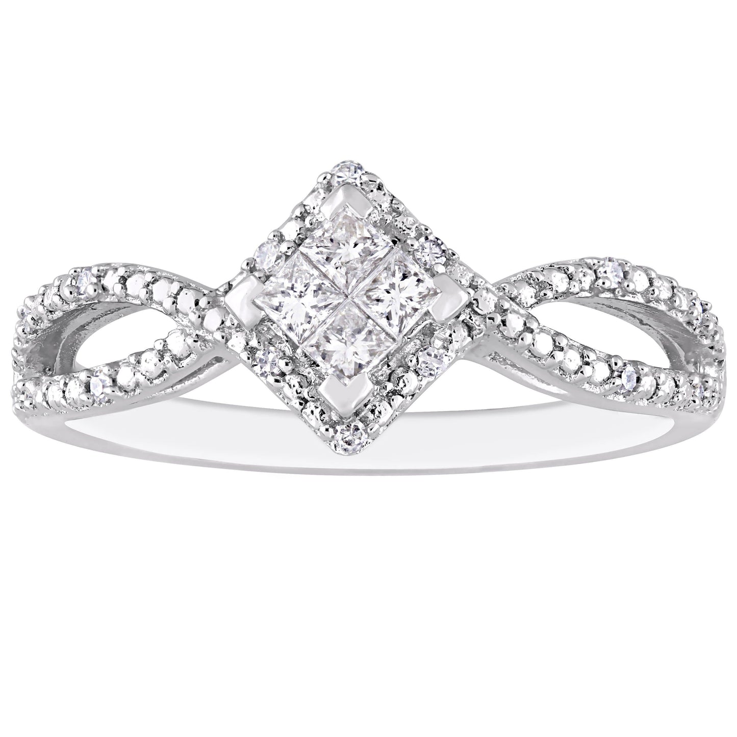 Julie Leah Princess Infinity Diamond Ring in 10k White Gold
