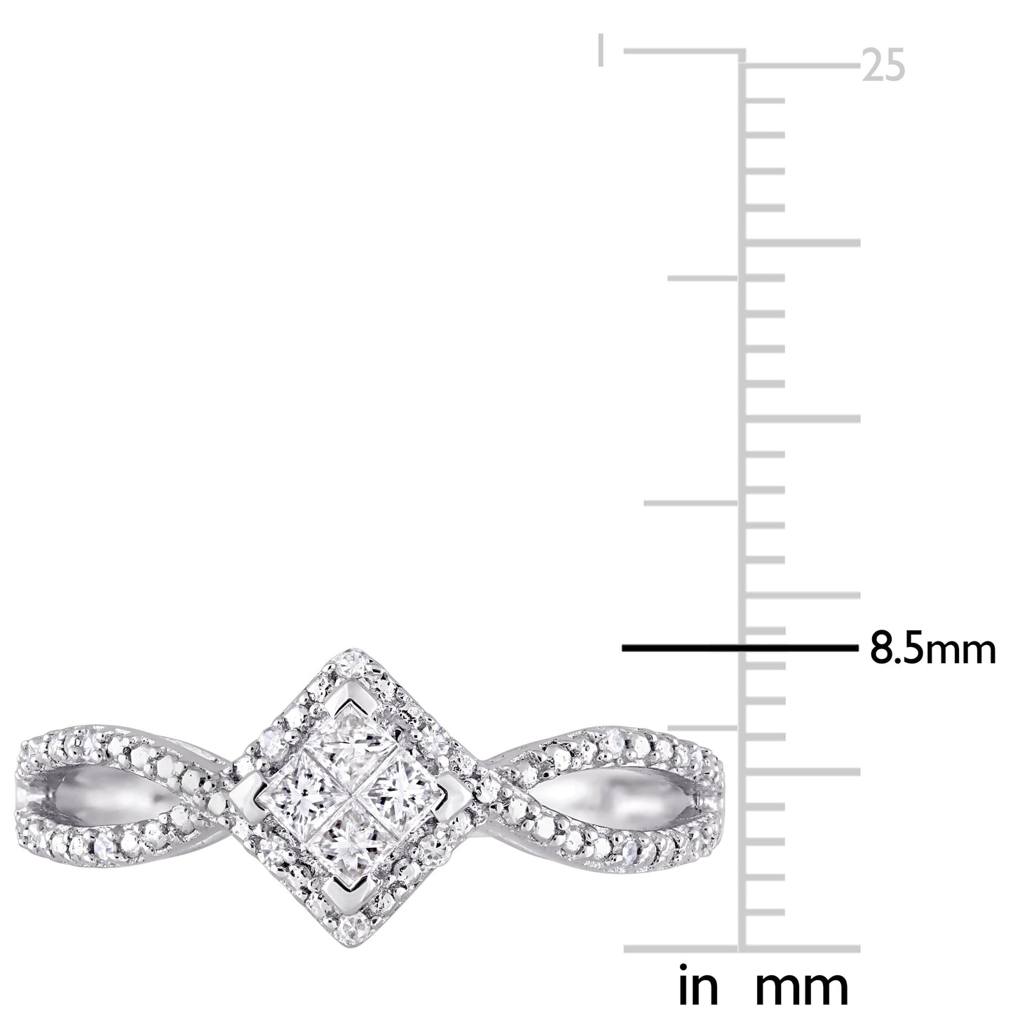 Julie Leah Princess Infinity Diamond Ring in 10k White Gold