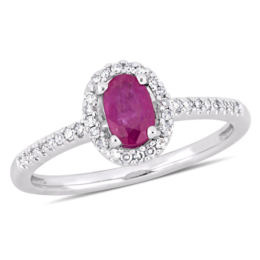 Sophia B 0.68ct Diamond & 2 1/4ct Ruby Ring 14k White Rose Gold