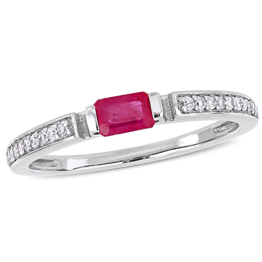 Sophia B 1/6ct Diamond & 5/8ct Ruby Semi-Eternity Ring