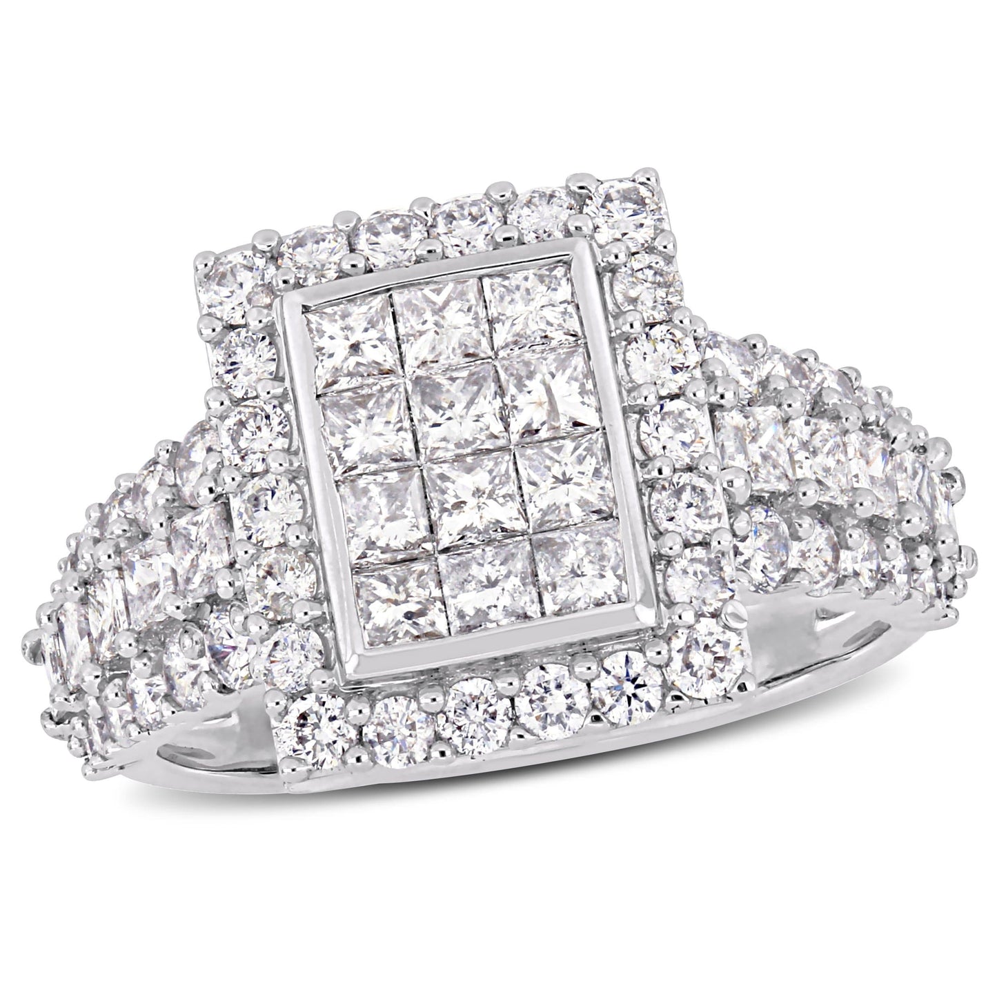 Sophia B 2ct-Cut Diamond Cluster Square Engagement Ring