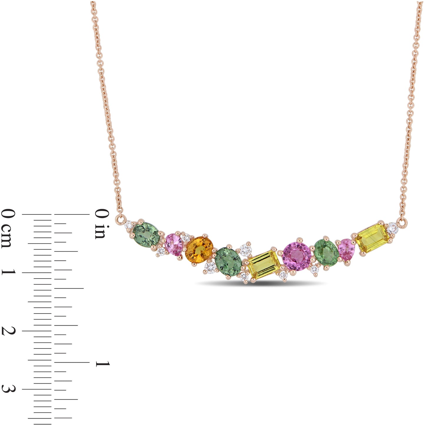 Sophia B 4 1/5ct Pink, Yellow & Green Sapphire & 1/5ct Diamond Necklace