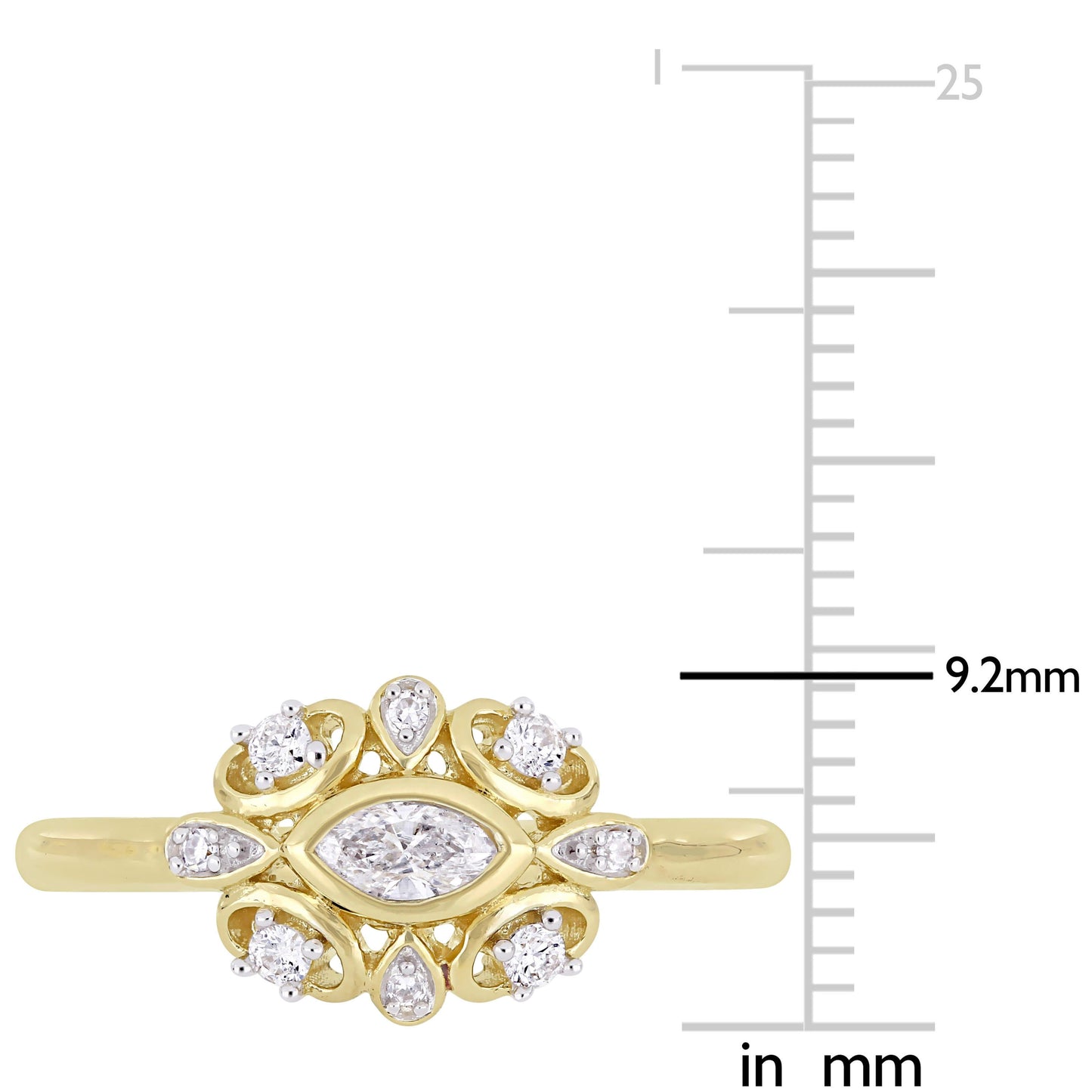 1/4ct Marquise & Round Diamonds Ring in 10k Yellow Gold