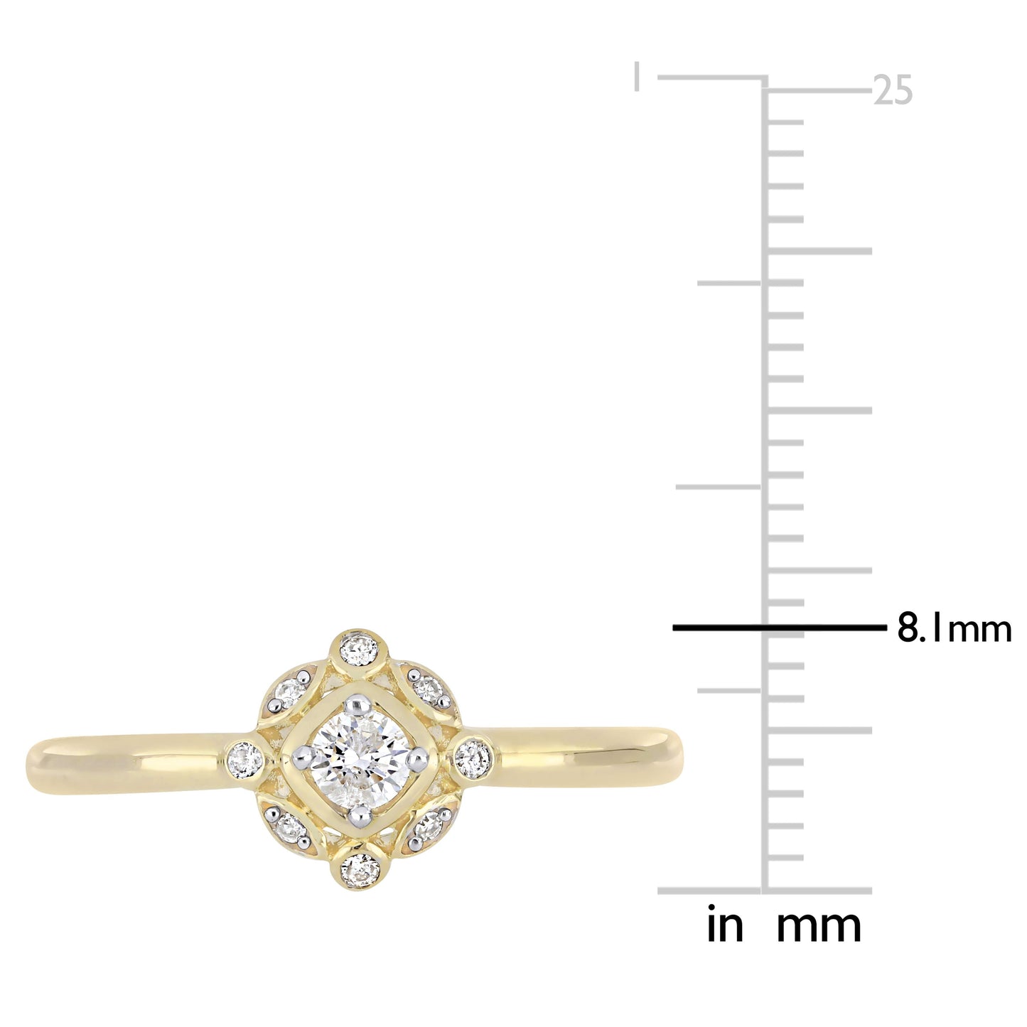 1/6ct Art Deco Diamond Ring in 10k Yellow Gold