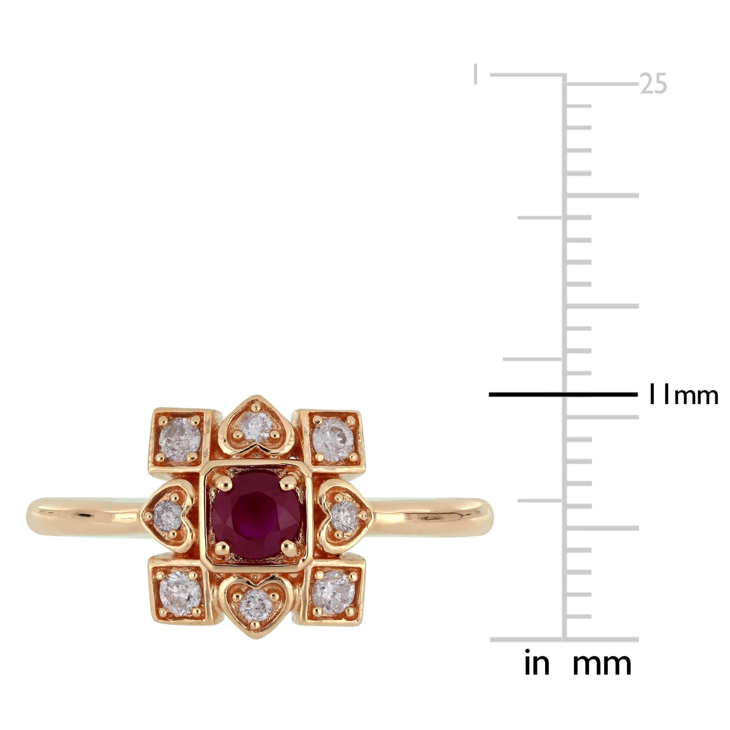 1/5ct Diamond & 1/3ct Ruby Ring in 10k Rose Gold