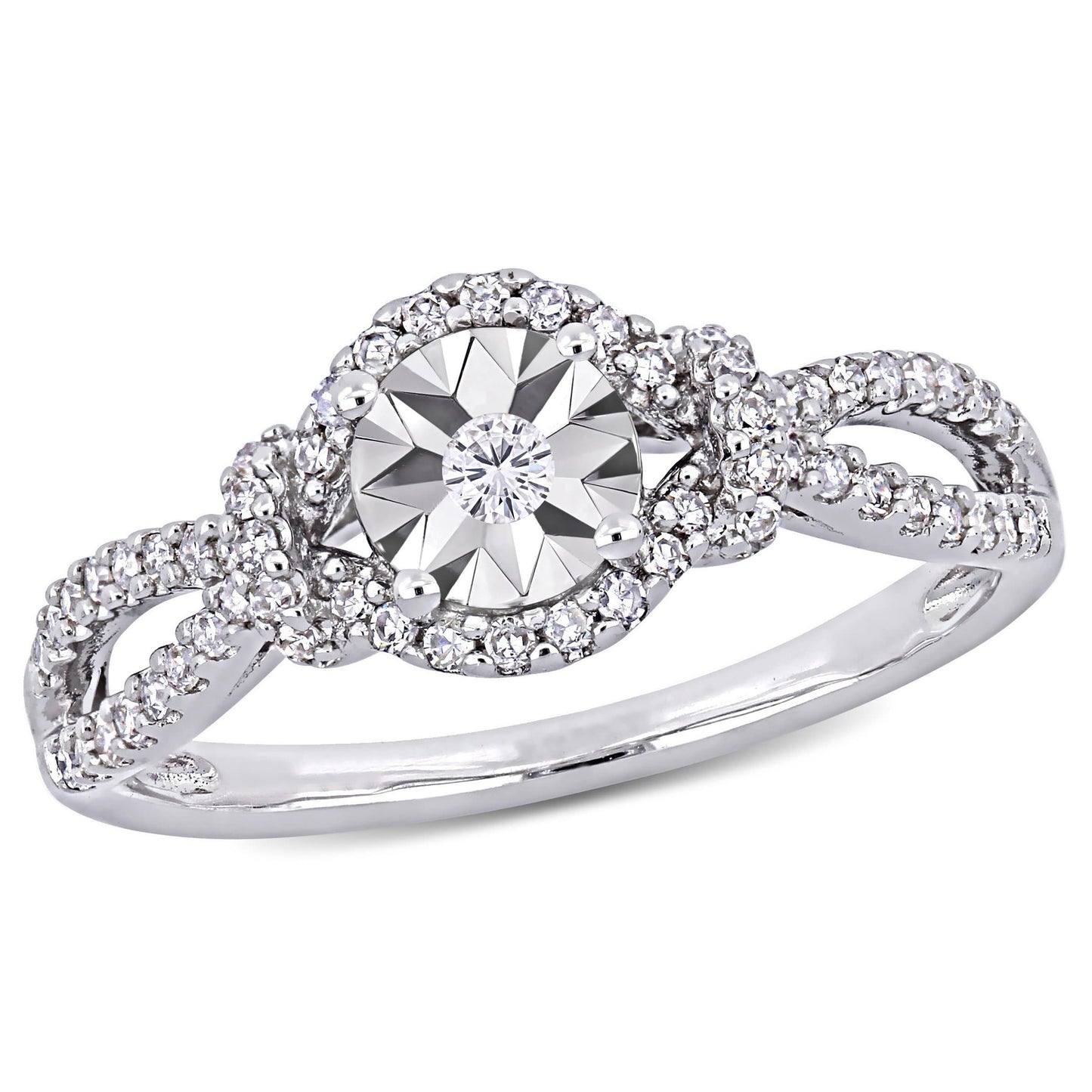Julie Leah Round Diamond Ring in Sterling Silver