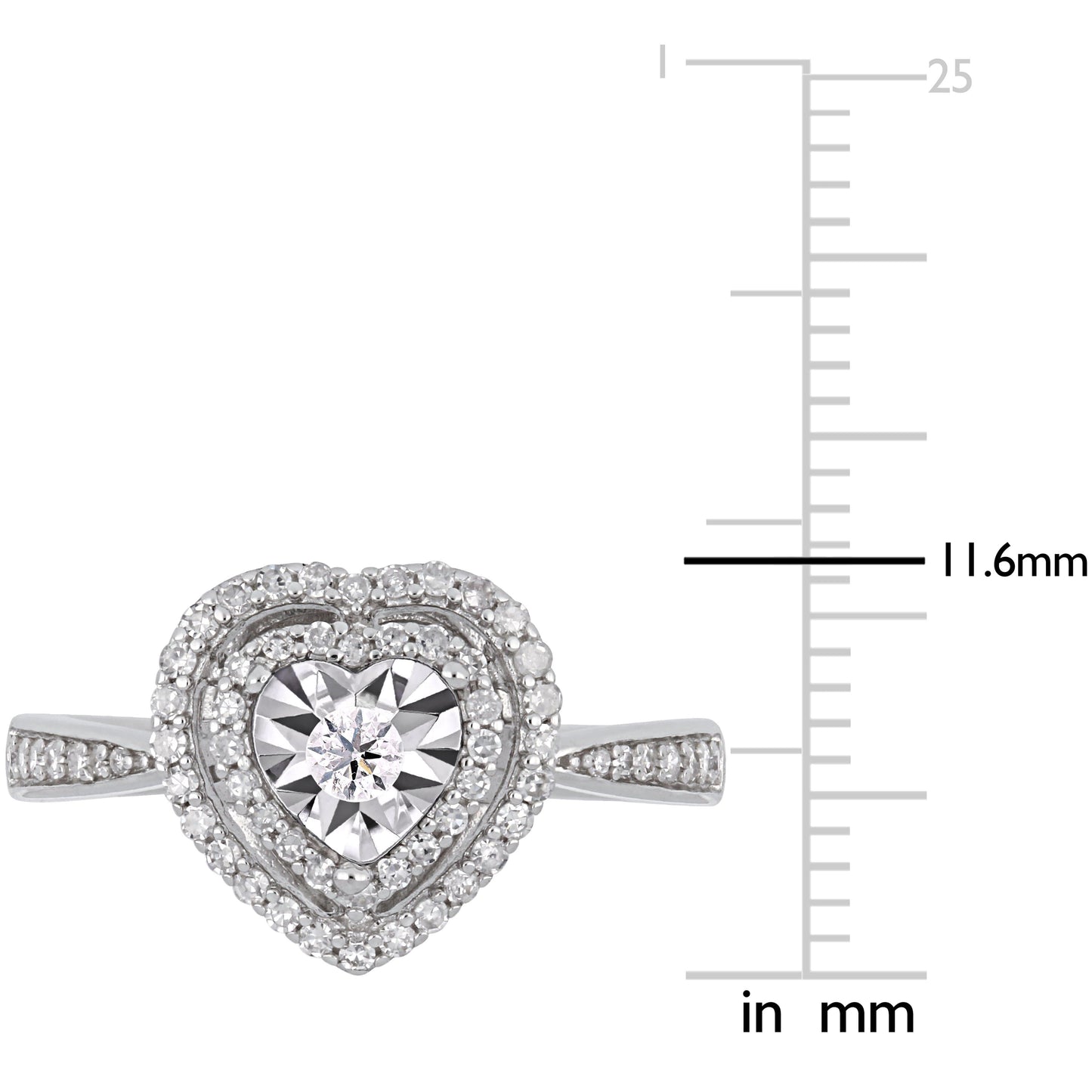 Julie Leah Heart Diamond Ring in Sterling Silver