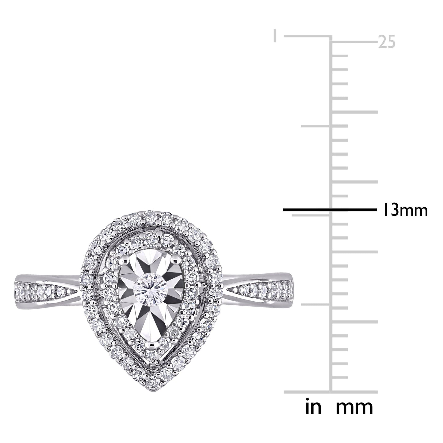 Julie Leah Pear Diamond Ring in Sterling Silver