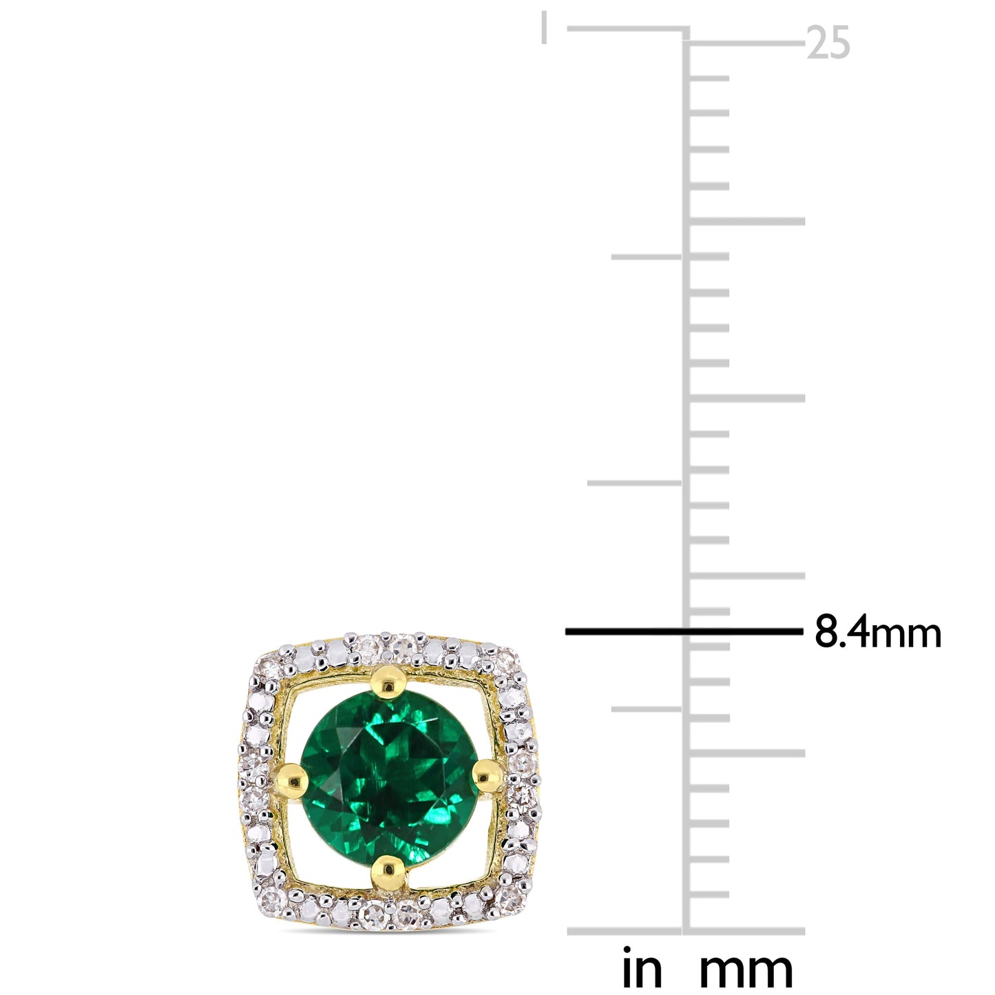 Julie Leah Emerald & Diamond Floating Studs in 10k Yellow Gold