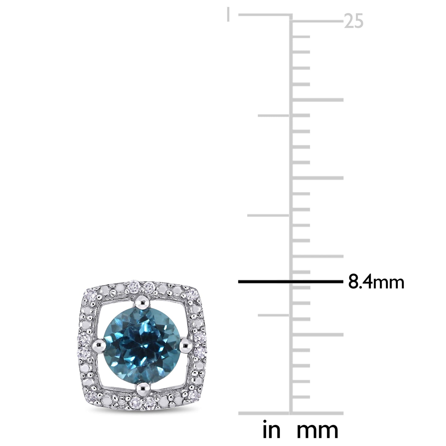 London Blue Topaz & Diamond Halo Ring & Earrings Set