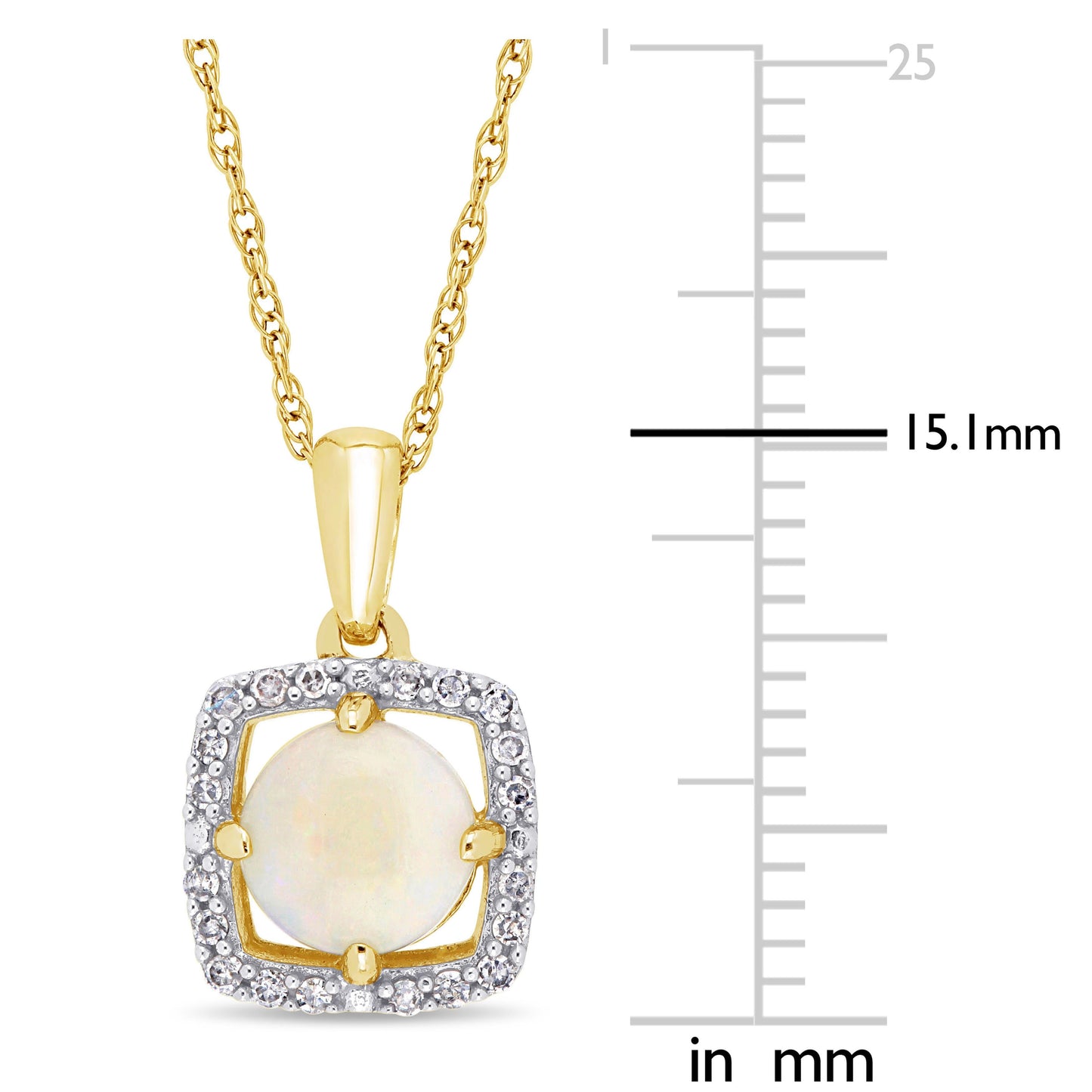 Sophia B Opal & 1/10ct Diamond Floating Square Halo Necklace
