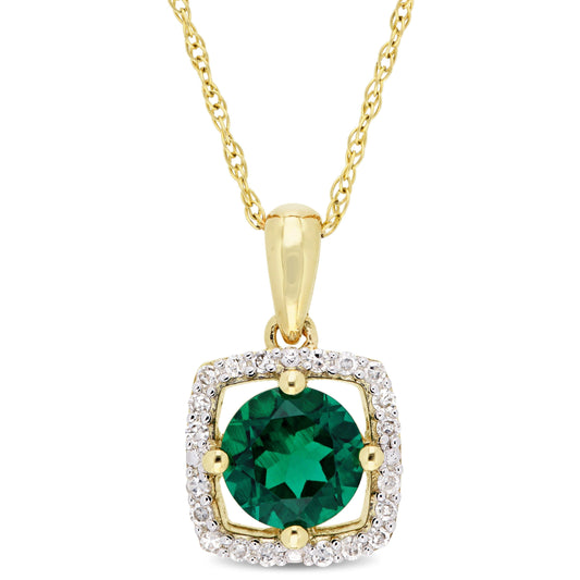 Julie Leah Emerald & Diamond Necklace in 10k Yellow Gold