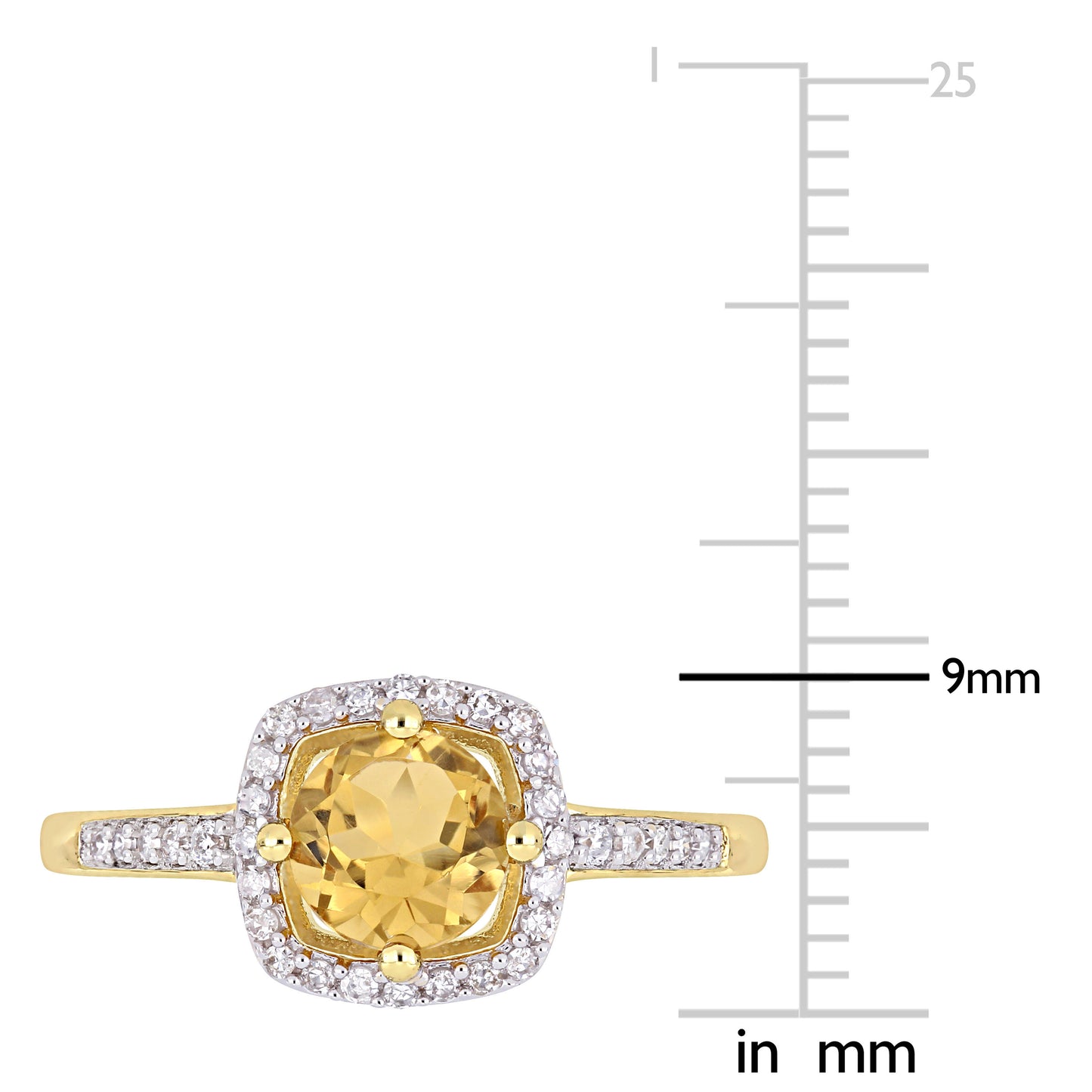 Citrine & Diamond Floating Halo Ring in 10k Yellow Gold