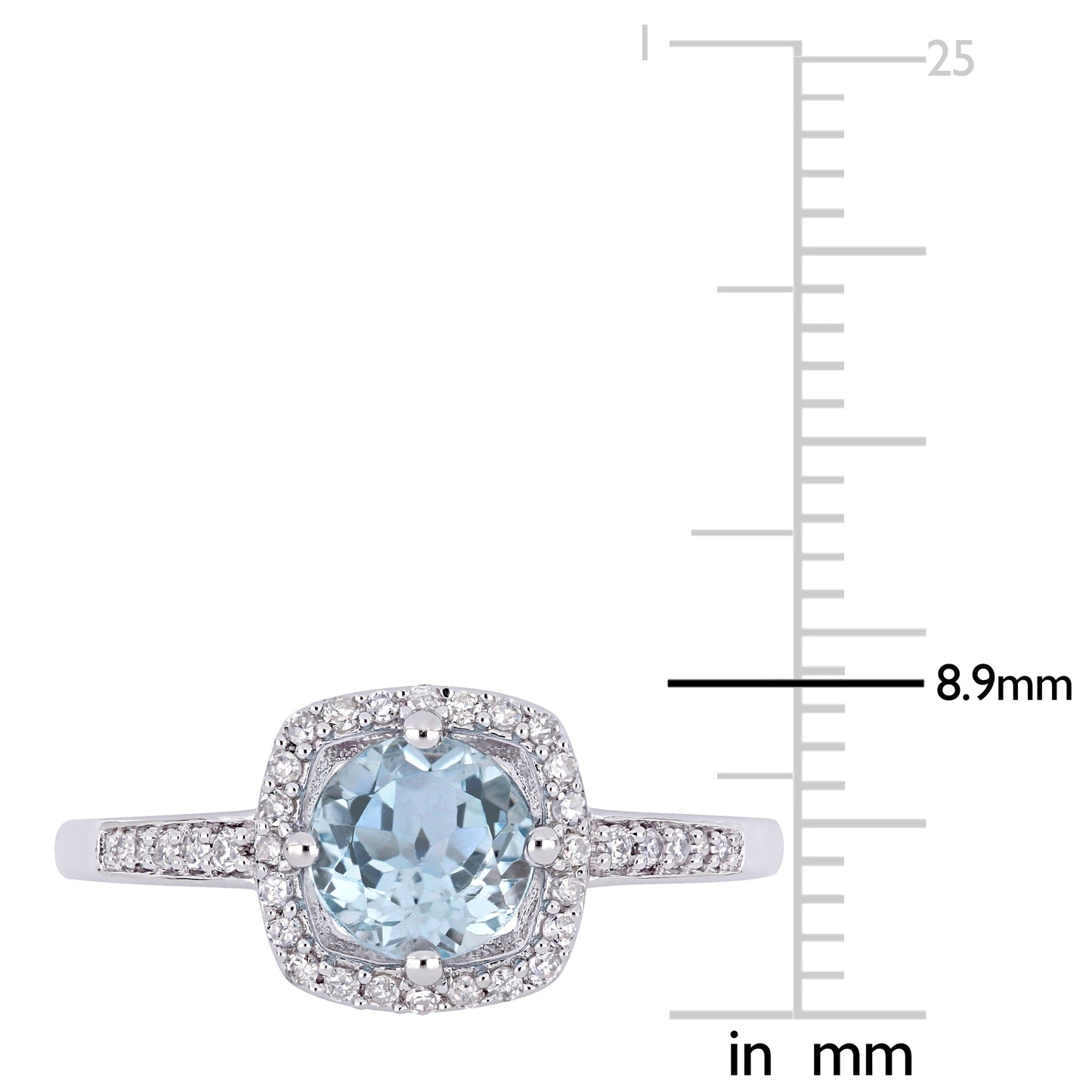 Julie Leah Sky Blue Topaz & Diamond Halo Ring in 10k White Gold