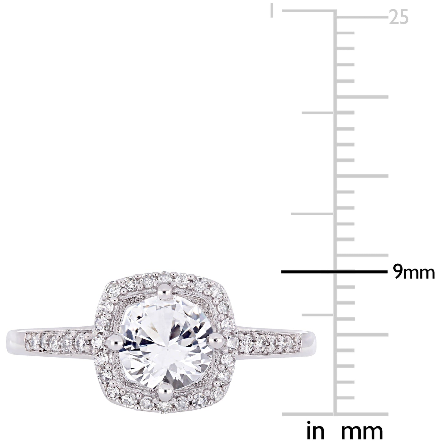 Julie Leah White Sapphire & Diamond Halo Ring in 10k White Gold