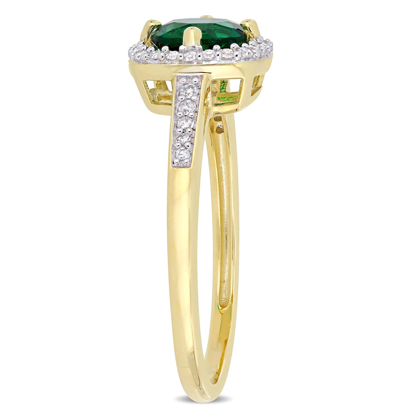 Julie Leah Emerald & Diamond Halo Ring in 10k Yellow Gold