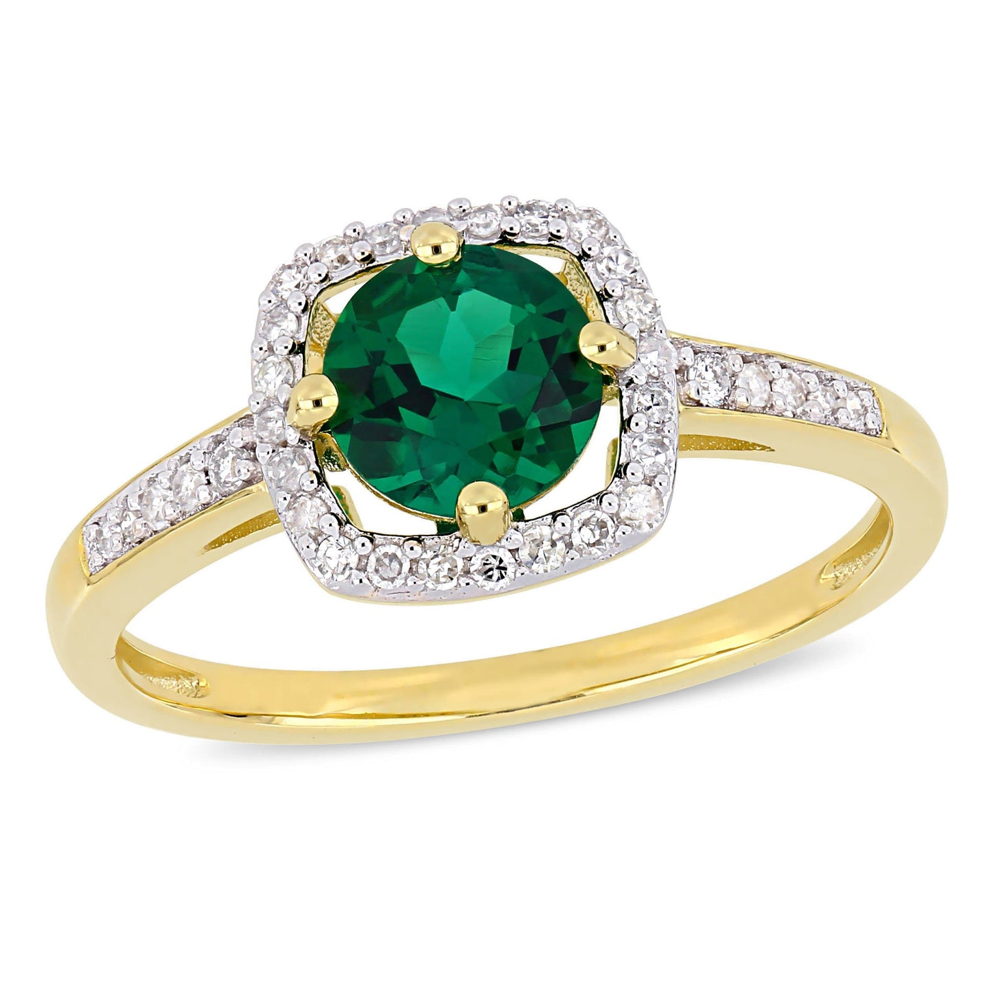 Julie Leah Emerald & Diamond Halo Ring in 10k Yellow Gold