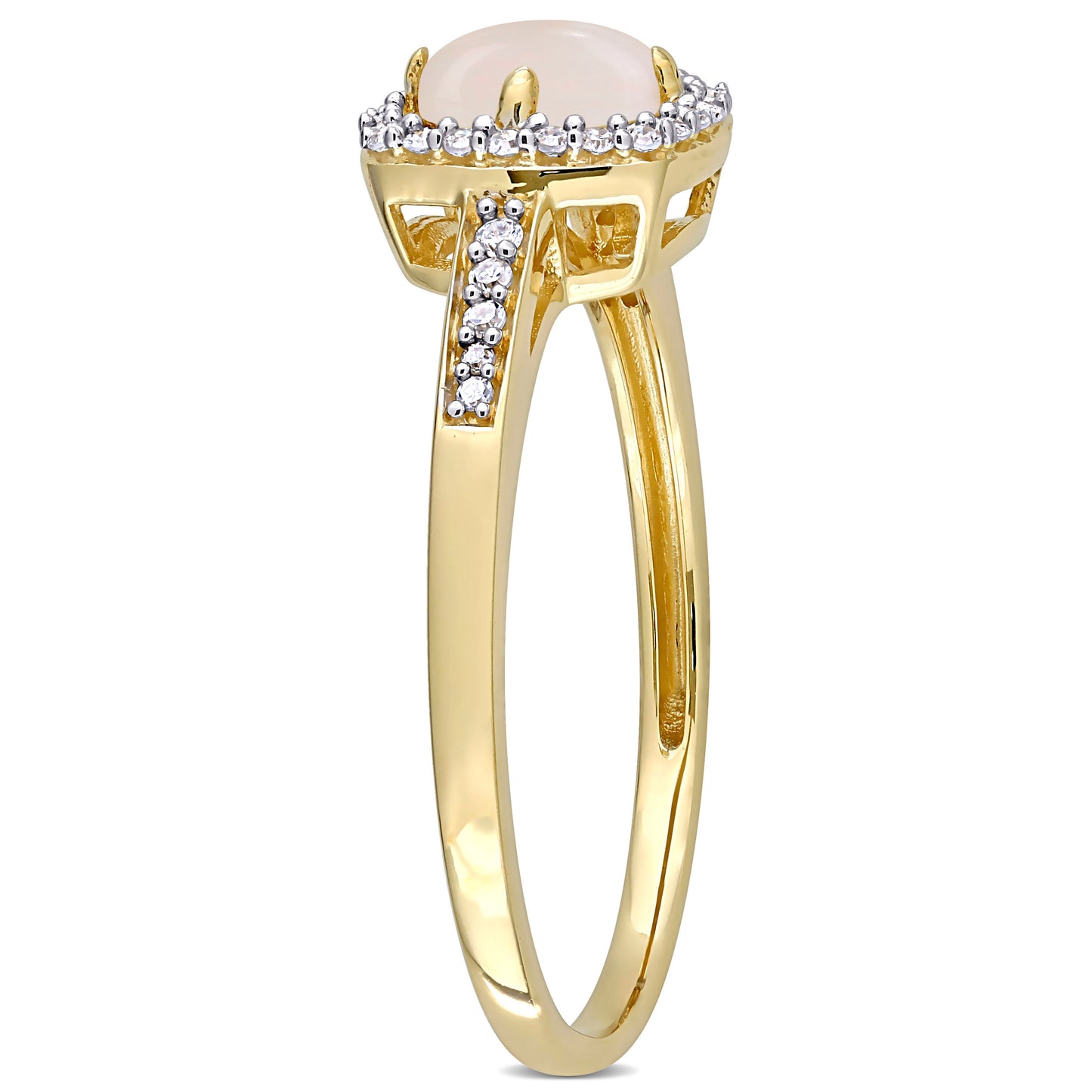 Opal & Diamond Floating Ring 10k Yellow Gold