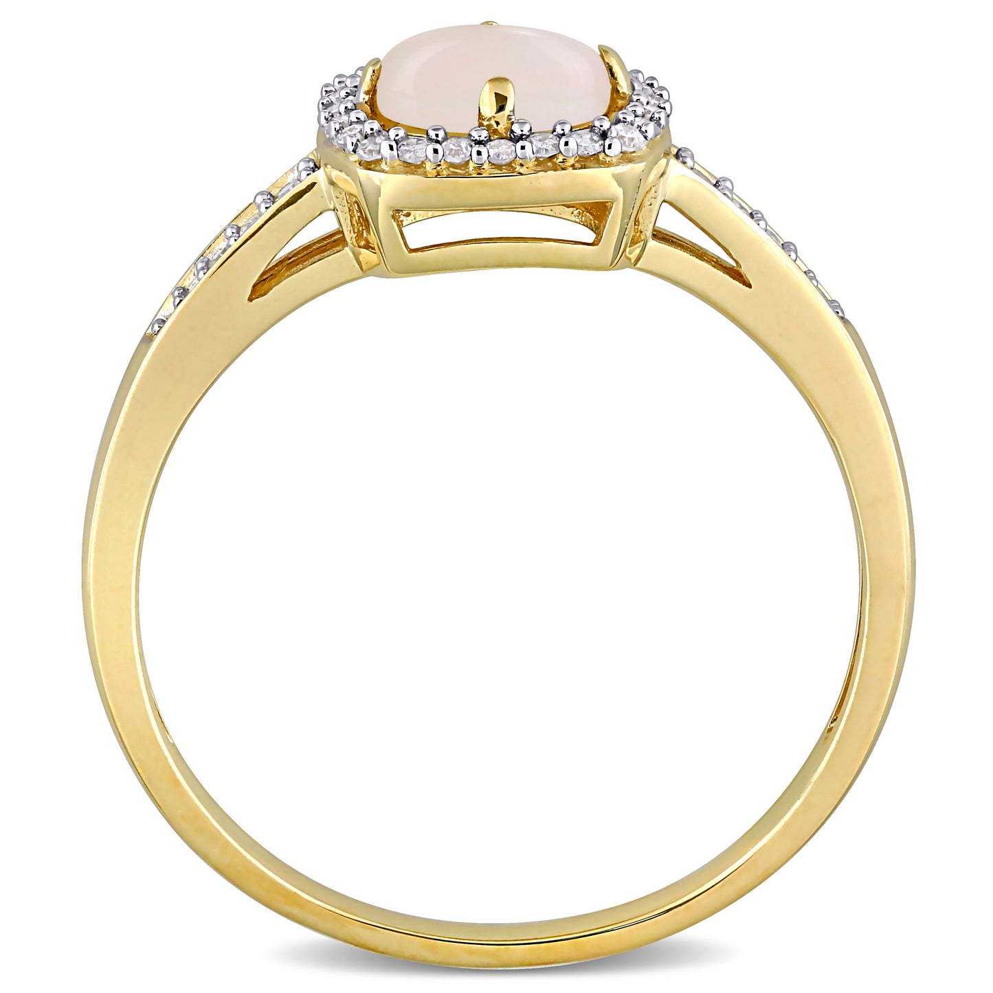 Opal & Diamond Floating Ring 10k Yellow Gold