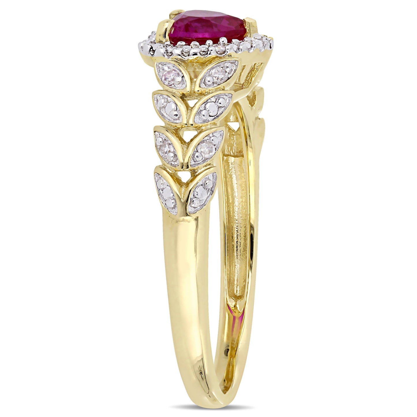 Julie Leah Ruby & Diamond Halo Heart Ring in 10k Yellow Gold