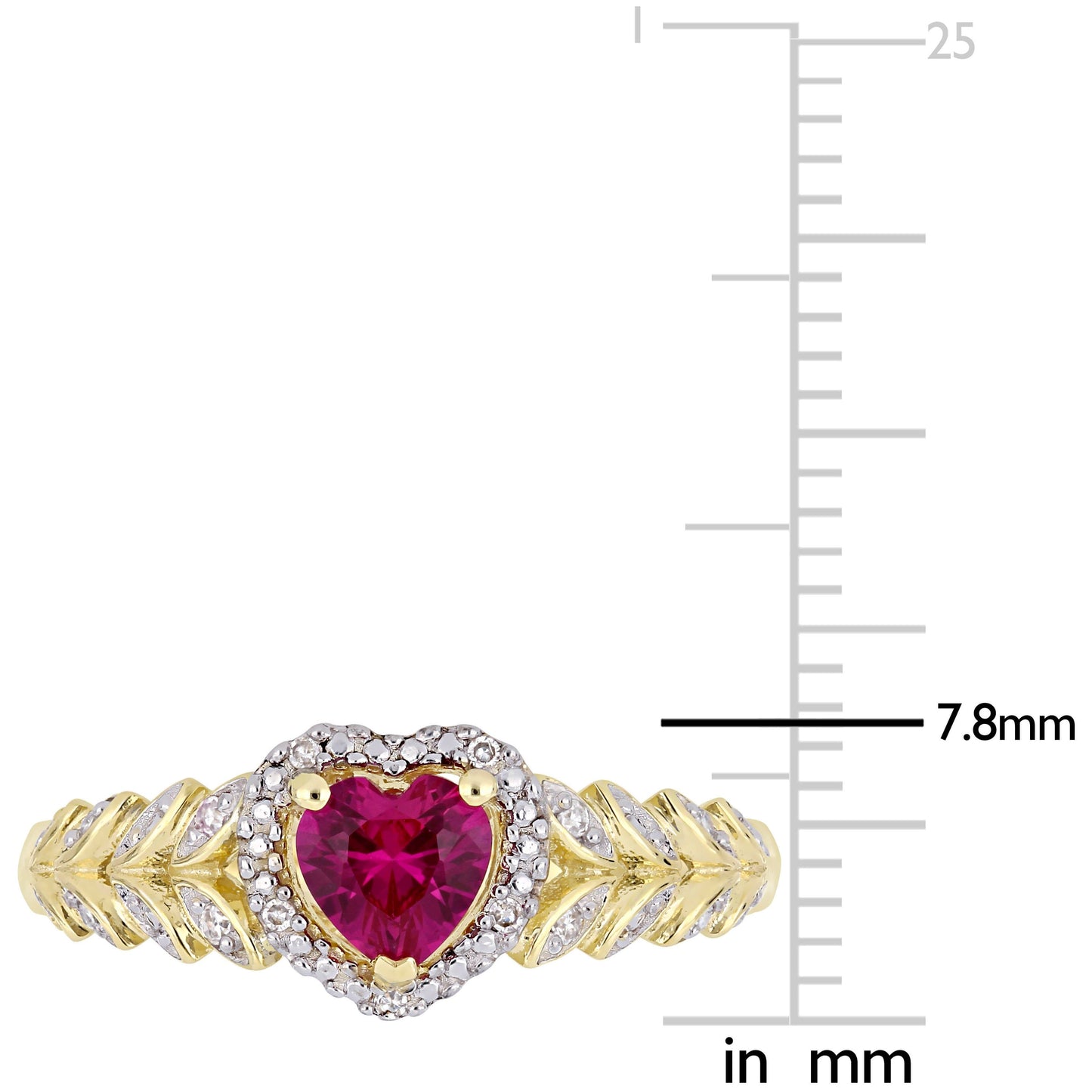 Julie Leah Ruby & Diamond Halo Heart Ring in 10k Yellow Gold